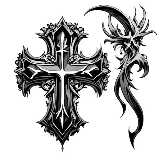 cross tattoo cyber sigilism style tattoo tattoo design idea