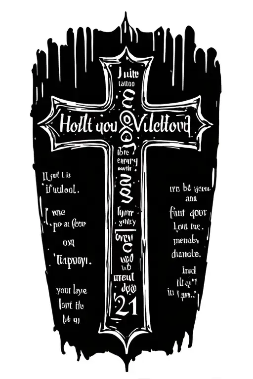 cross made with words quoting Job 1:21 bible scripture tattoo design idea