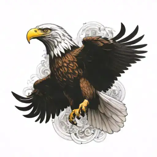 eagle soaring with hanuman gada tattoo design idea