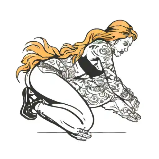 teenage girl in a thong kneeling giving blowjob tattoo design idea