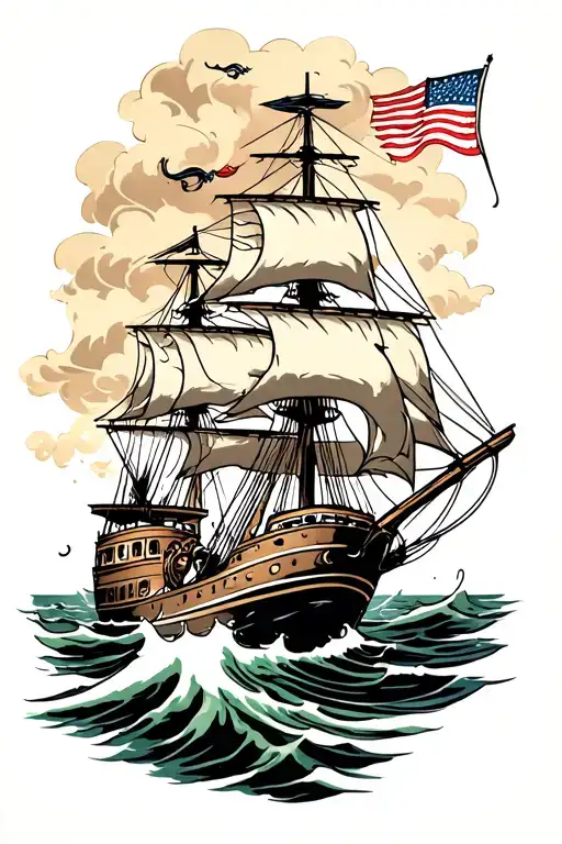 sailor jerry ship fighting a storm tattoo design idea