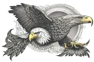 eagle with snake sun rise tattoo design idea