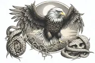 eagle with snake sun rise tattoo design idea