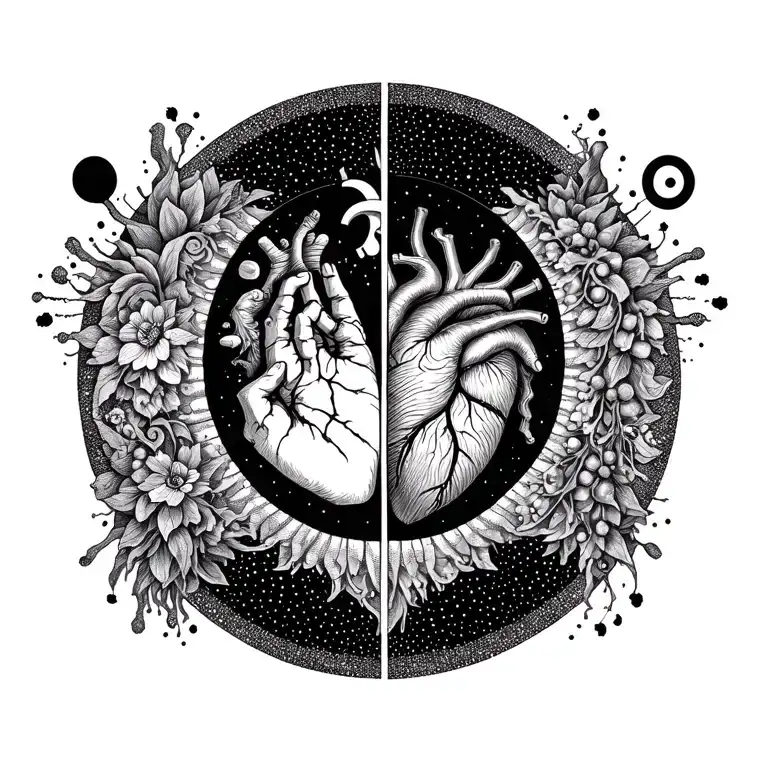 alignment of mind, heart, and body intuition (gut feeling), each represented by one symbol. circle around all tattoo design idea