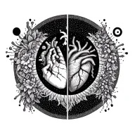 alignment of mind, heart, and body intuition (gut feeling), each represented by one symbol. circle around all tattoo design idea