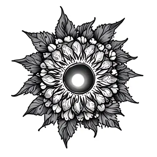 mandala thigh tattoo with sun and flowers  tattoo design idea