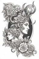 apollo, hades, dionysus, persephone, artemis god tattoo design idea