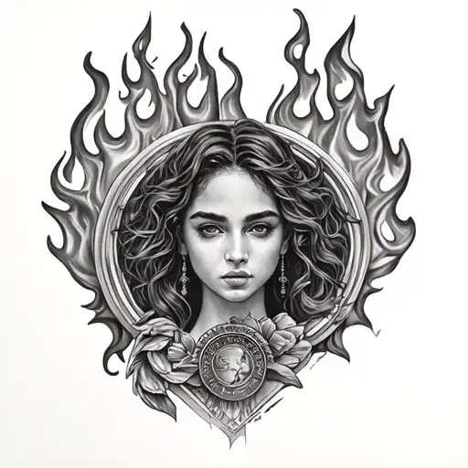 JUSTICE SOLEDAD OWN LOVE LIBRA FIRE tattoo design idea