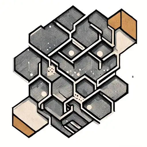 honeycomb sleeve with light shading tattoo design idea