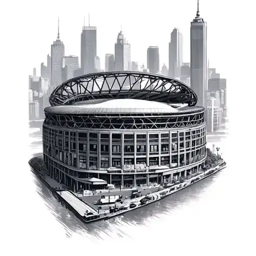 metlife stadium with nyc in the background tattoo design idea
