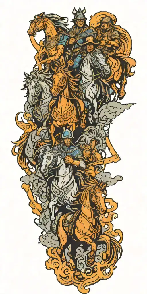 the four horsemen of the apocalypse riding tattoo design idea
