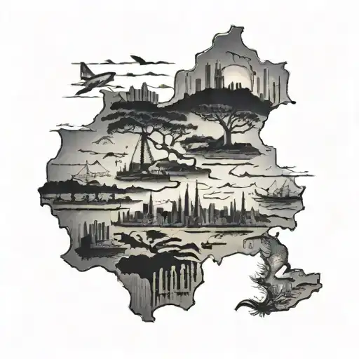 africa, england, new zealand, travel, map tattoo design idea