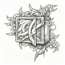 rectangular japanese charm tattoo design idea