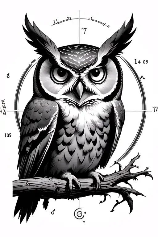 owl birth chart merging tattoo design idea