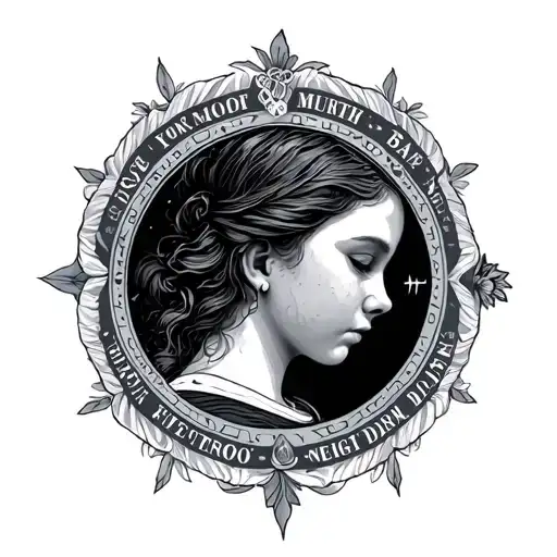 outline of a echo with name, time of birth, weight and birthdate  tattoo design idea