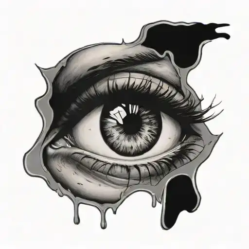 eye with tear drop sadness misery pain tattoo design idea