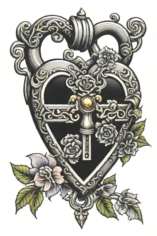 jannu heart shaped lock tattoo design idea