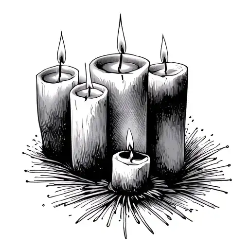 three candle lights are lit but the fourth one is out tattoo design idea