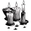 three candle lights are lit but the fourth one is out tattoo design idea