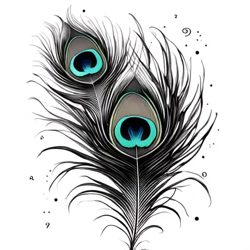 A Virgo constellation tattoo with a peacock feather incorporated to symbolize your astrology sign and favorite animal tattoo design idea