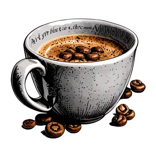 Crossword Puzzle coffee cup tattoo design idea