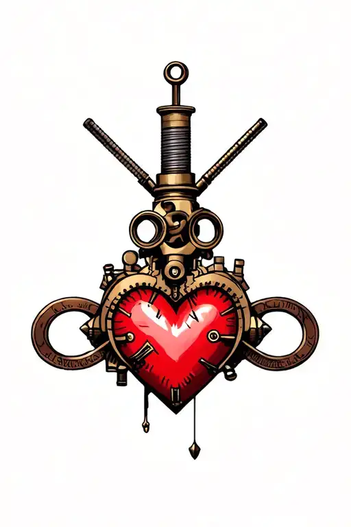steampunk heart tattoo design idea