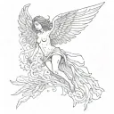 falling icarus wings decaying tattoo design idea
