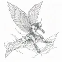 falling icarus wings decaying tattoo design idea