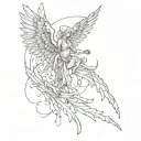 falling icarus wings decaying tattoo design idea