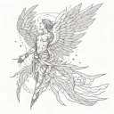 falling icarus wings decaying tattoo design idea