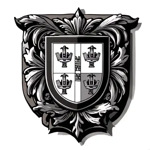 portugal crest with azujelo tile background, for chest tattoo design idea