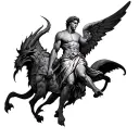 St Michael Stepping On Devil tattoo design idea