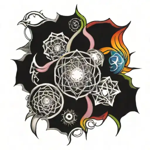 seven chakra symbols tattoo design idea