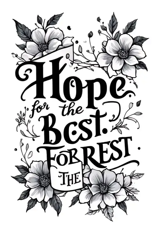 text "Hope for the best, forget the rest" with imagery tattoo design idea