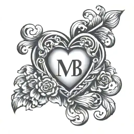 MBR initials with a heart shaped lock intertwined tattoo design idea