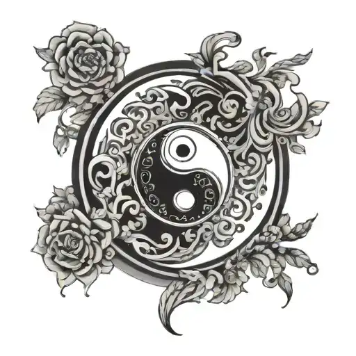 A yin yang symbol with each side representing the balance between giving and receiving help, reflecting your belief in karma and positive energy tattoo design idea