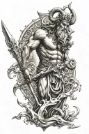 poseidon holding the trident tattoo design idea