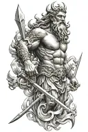 poseidon holding the trident tattoo design idea