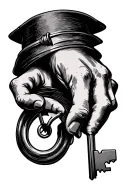 hand with key unlocking tattoo design idea