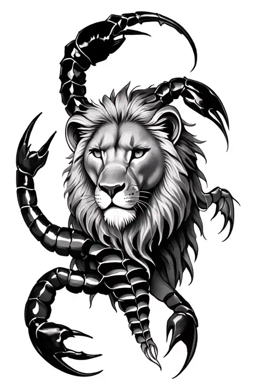 Lion And Scorpion and verseau and vierge tattoo design idea