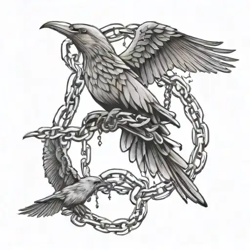 broken chain transforming into birds flying away tattoo design idea