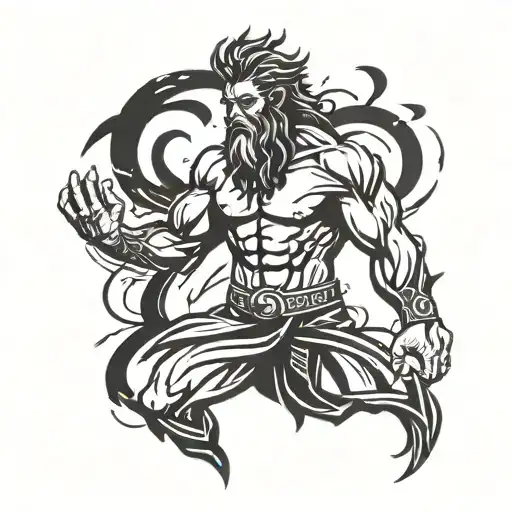 Zeus holding a lightning tattoo design idea
