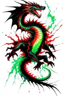 dragon flying green lightning storm tattoo design idea