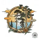 eastern white pine sunset beach tattoo design idea