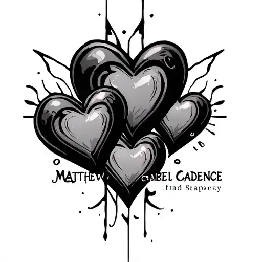 "Matthew Gabriel Cadence" 3 hearts tattoo design idea