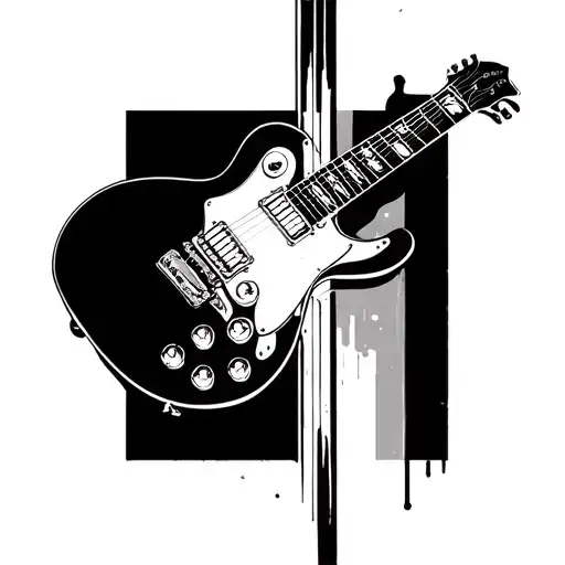 black vertical electric guitar tattoo design idea