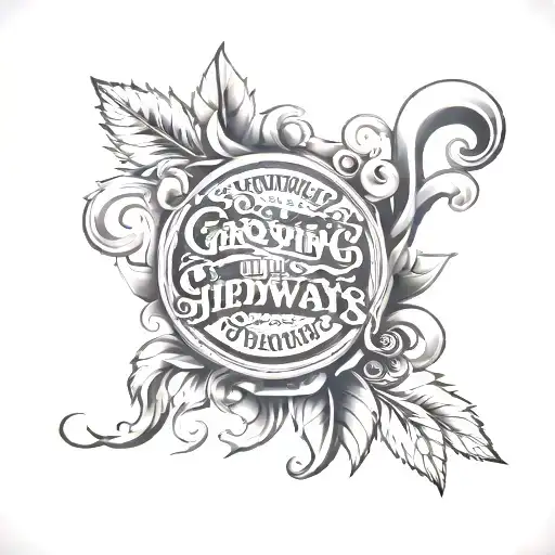 song lyrics incorporated into the design that say "growing sideways" tattoo design idea