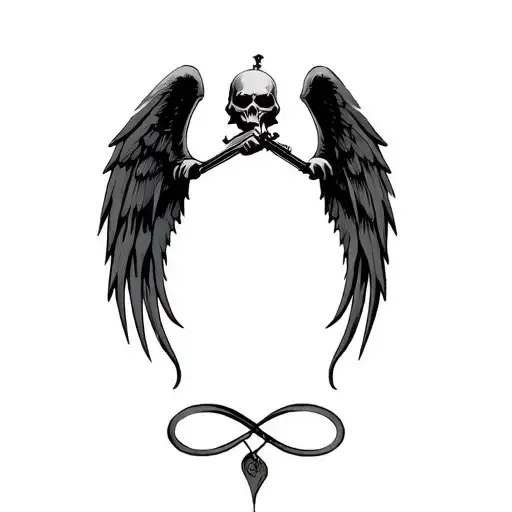 Grim Reaper with wings holding a violin intertwined tattoo design idea