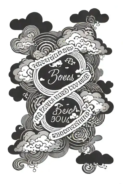 Proverbs 3: 5-6 clouds background with full scripture written on the foreground tattoo design idea