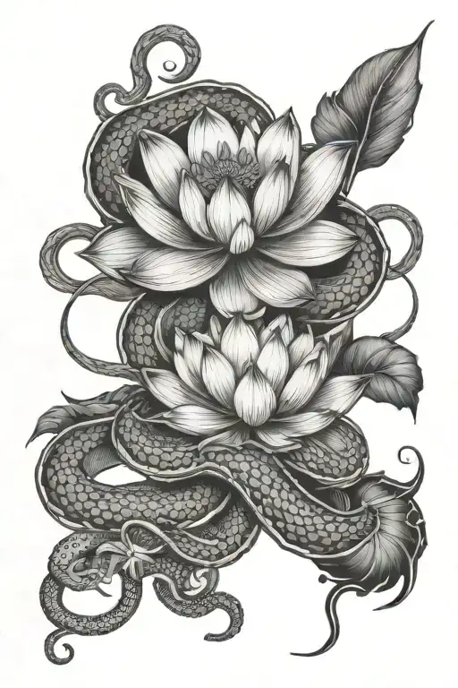 kundalini, lotus flower, snake spinne tattoo design tattoo design idea